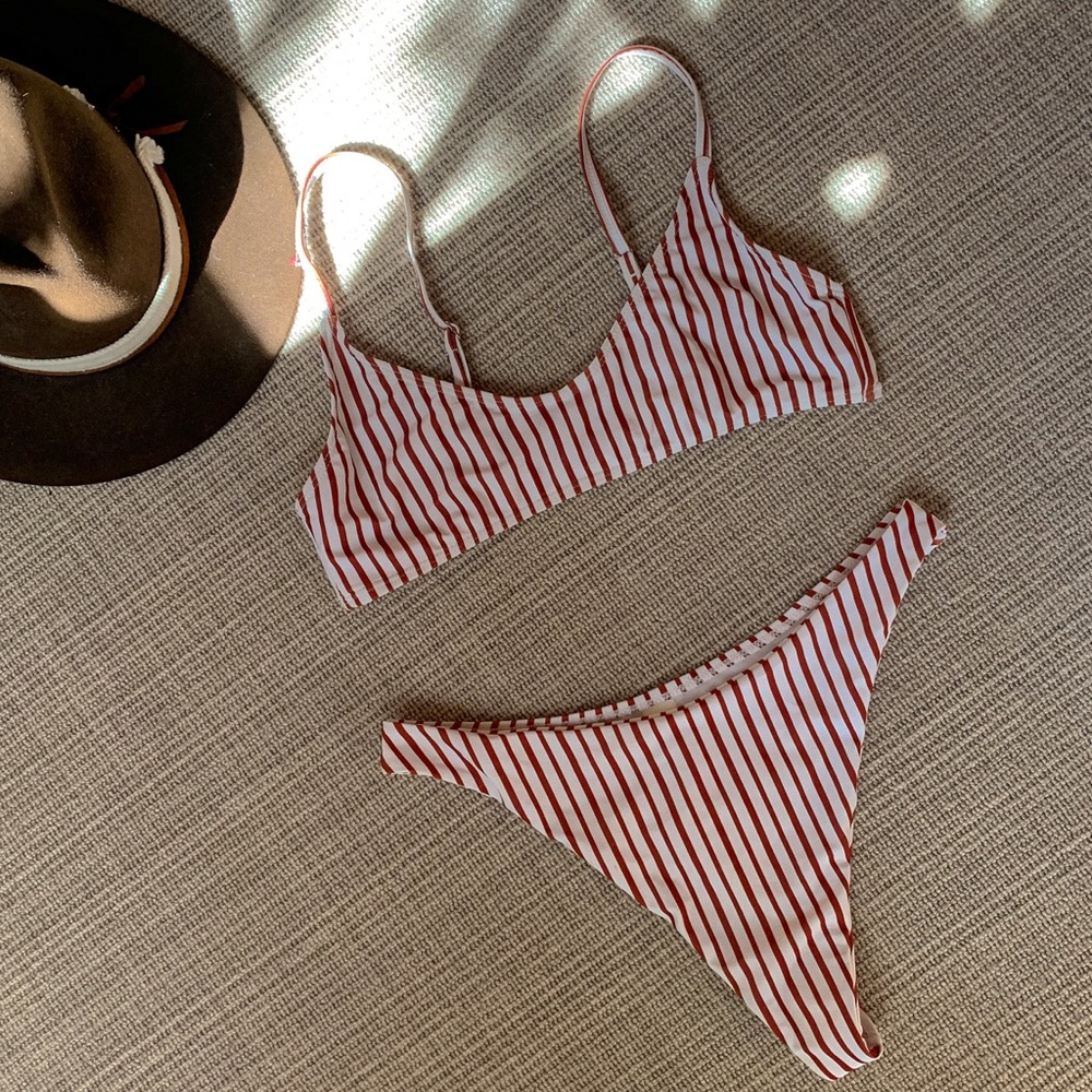 Candy Cane Striped Bikini Set